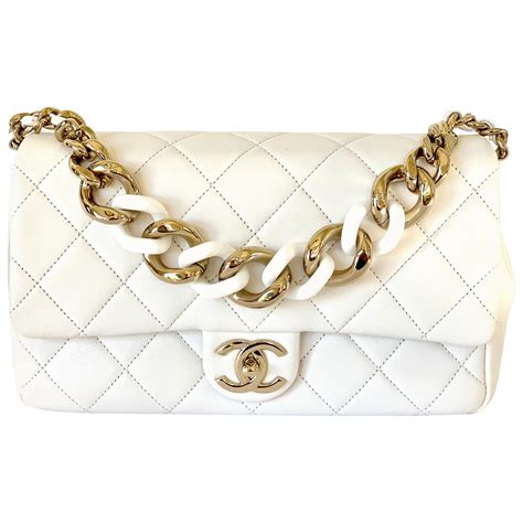 chanel white chain bag